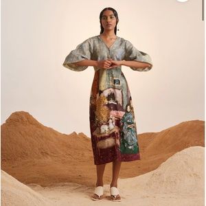 Pure linen hand painted dress NWOT-never worn.